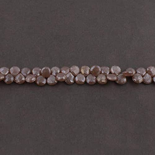 Pierre de lune chocolat facettée cœur 9mm éclat argenté joaillerie