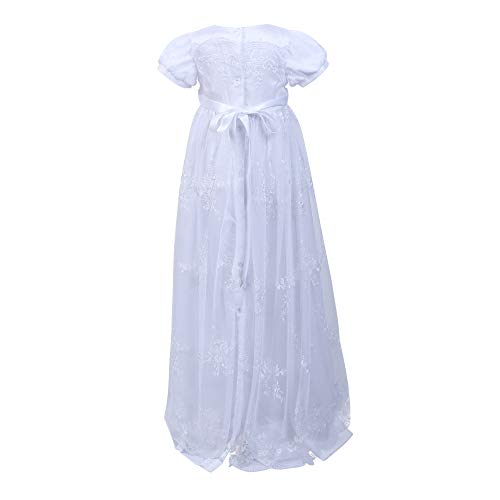 Nimble Baby Girls Newborn Christening Embroidered Gown Dress Outfit With Headband,0-12M White #TOP1