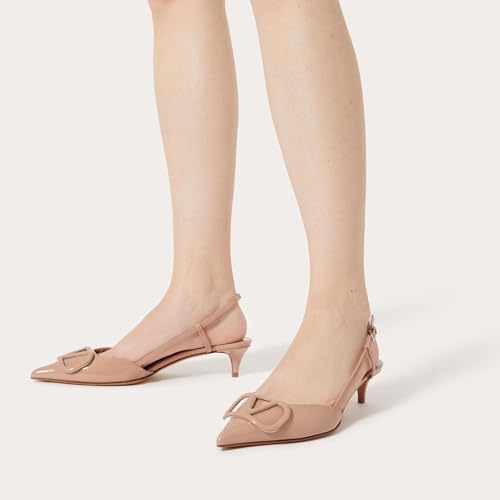 Slingback Kitten Heels for Women Patent Leather Pumps Pointed Toe Low Heeled Sandals Slip on Heels for Prom, Wedding, Party3