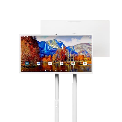 Image of 32-Inch Portable TV with Incell Touch Screen, 1080P Rolling Smart TV, 8G RAM+128G Storage, Android OS, Built-in Battery, Full Swivel Rotation, Remote Control, Ideal for Trade Show, Brainstorm Meeting