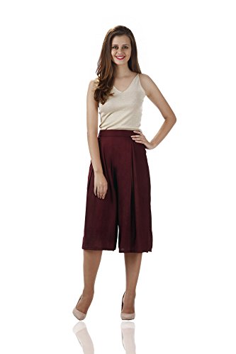 Image of Miss Chase Women's Navy Blue Solid Knee Length Relaxed Culottes