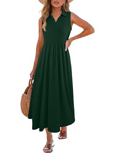 Image of ANRABESS Womens Casual Dress Summer Sleeveless V Neck Sundress Aline Flowy Beach Maxi Dresses Travel 2026 Vacation Outfits