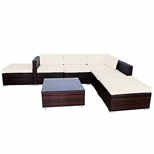 BJYX gartenlounge Lounge Rattan Set Couch Sofa Garnitur braun Gartenmöbel – Bild 4