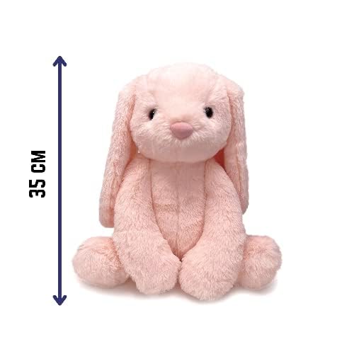Image of Long Ear Peach Bunny Soft Toy | Stuffed Animal Plushie Cute Huggable Rabbit | Kids Toys for 2-5 Years Boys & Girls | Teddy Bear Doll Gift for Girlfriend, Birthday, Christmas, Valentine Day