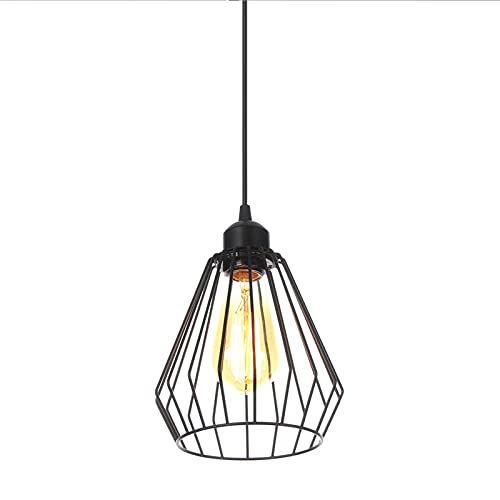 Lustre industriel rustique en métal noir de qualité supérieure HNVBDOPAE