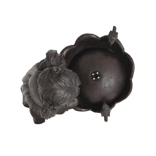 Gartenbrunnen mit Mädchen-Figur, 65,5 cm Springbrunnen Wasserspiel mit warmweißer LED-Beleuchtung, Gartendeko für Terrasse, Balkon & Rasen, Plätschern 55 dB, Kupferfarbe