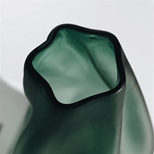 Vase en verre de 15,3 pouces vert géométrique pour fleurs
