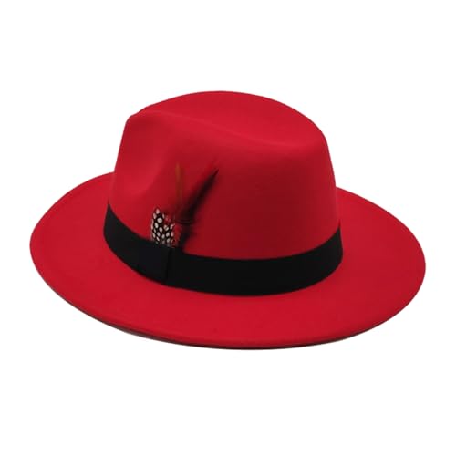 Image of Mens Fedora Hats Classic Wide Brim Fedora Hat for Women Men Dress Hats Panama Hat with Band