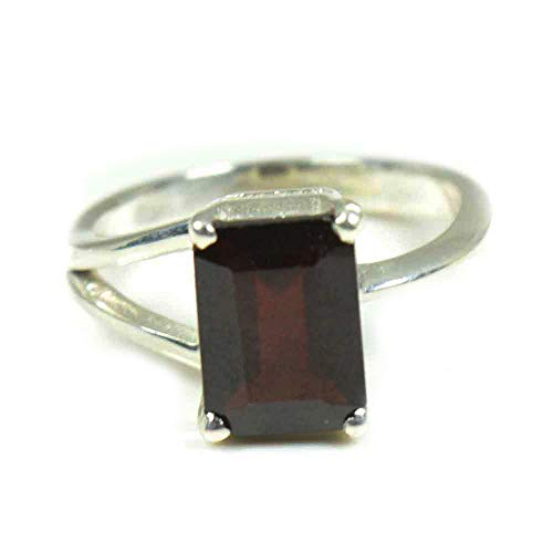 Bague en argent 925 avec émeraude naturelle et grenat mixte