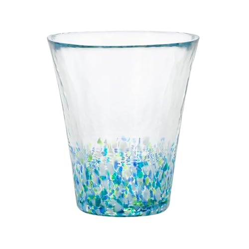Handcrafted Glass Tumbler – Japanese 4 Seasons Design, Versatile Cup for Juice, Soda, Beer – Made in Japan, Ideal Gift (Hydrangea Blue, 10.1 fl oz (300ml))