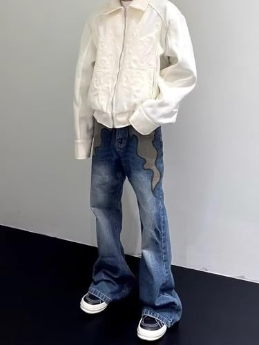 Classic American Retro Autumn Loose Denim Long Pants for Men2