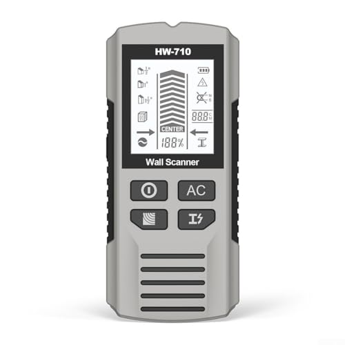 Détecteur de métaux portable pour une détection sûre des métaux et des fils électriques sous tension (jaune)