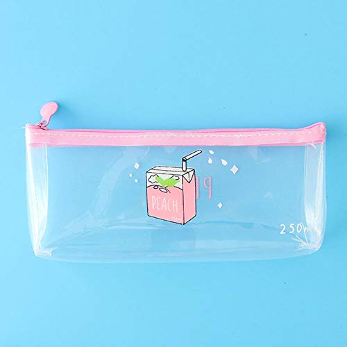 Preisvergleich Produktbild KADIS Niedliche Pfirsichmilch Bleistiftetui Kawaii Transparentes Federmppchen Einfache Bleistifttasche Mdchen Bleistiftbox Schüler Schule Schreibwaren, 04