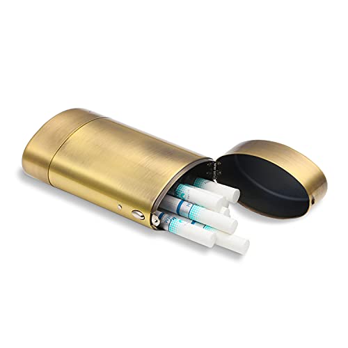 Oval Metal Cigarette case/Cigarette Box can Hold a Lighter,Suitable for 20 100s Cigarette case, Coin case, Pill case (Bronze)