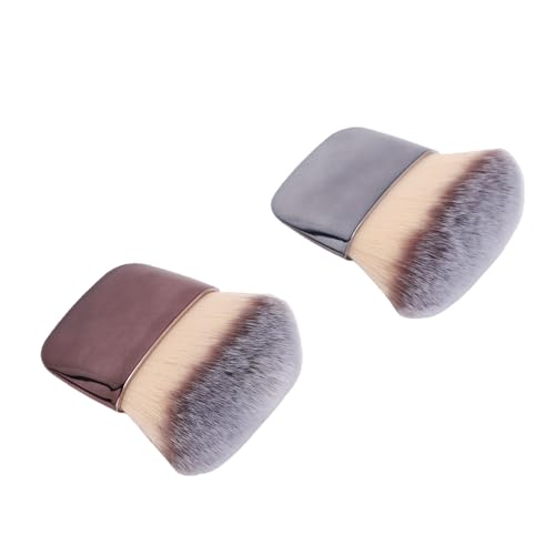 Tomantery Mini Brocha para Colorete Portátil para Fijar el Contorno en Polvo, Brocha Pequeña y Suave para Mujer, Marrón Plateado Brillante (Juego de 2 piezas.)