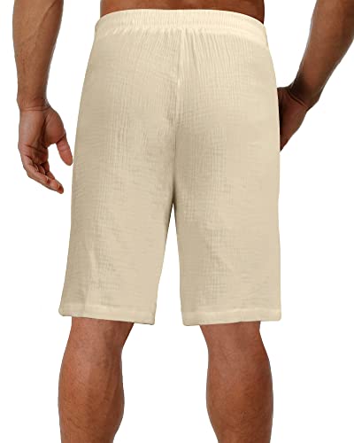 NANAMEEI Men's Summer Casual Cotton Shorts Mens Cotton Shorts with Pockets Mens Drawstring Shorts