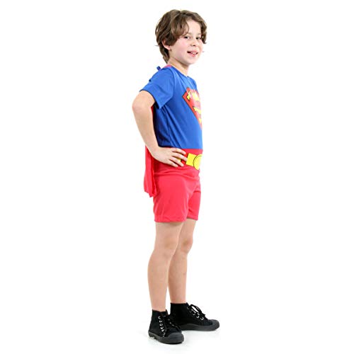 Sulamericana Fantasias Super Homem Curto Infantil, G 10/12 Anos, Azul/Vermelho