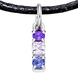 Bisexuell Kette Flagge Anhänger mit Halsband, Handgefertigter Bisexualität Charm mit Edelsteinen aus Silber 925, Auch für Armband, Halskette, Kette PRIDE Fashion (Silber Platiniert, Bisexual Schmuck)