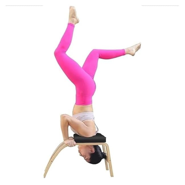 Black Wooden Yoga Stool, Inversion Equipment, Headstand Bench for Home Gym, Stable Auxiliary Stool