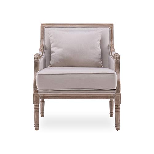 INTENSE DECO Fauteuil Bergère Ambroise Style Louis XVI Tissu Beige