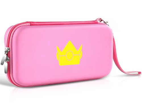 ivoler Carrying Case for Nintendo Switch and NEW Switch OLED Model(2021),Portable Hard Shell Pouch Carrying Travel Game Bag for Switch Accessories Holds 10 Game Cartridge (Pink)