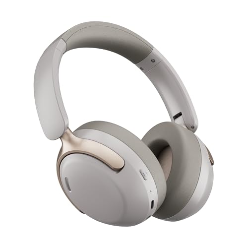 Image of LORELEI QC30 Hybrid Active Noise Cancelling Headphones, 60H Playtime, Built-in Mic, Wireless Over Ear Headsets with Case,Bluetooth 5.4,Deep Bass Comfort Fit Soft-Earpads Fast Charging -Dunes Grey