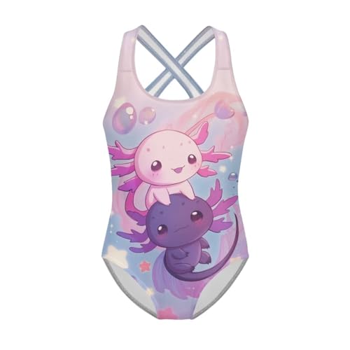 Image of WELLFLYHOM Girls Bathing Suits Size 5-14 One Piece Cross Back Swimsuit Sleeveless Full Coverage Swimwear for Beach Swimming