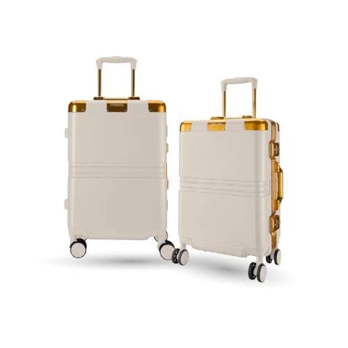 Image of Maleta Gold Series Check-in Medium + Check-in Large | 24'' and 28'' | Premium, Aluminium Frame | Luggage for Travel | Trolley Bag for Travel Set of 2 (White, Set of 2(Medium-Large))