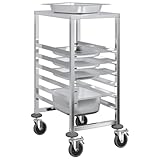 Tablettwagen, Servierwagen, Küchenleiter für 6 GN-Behälter, 39 x 55 x 87 cm, Edelstahl