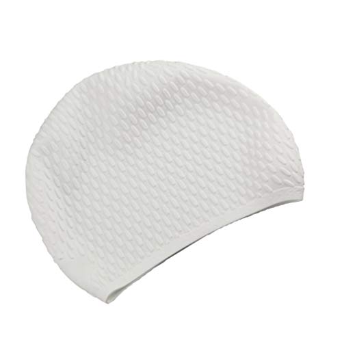 BESPORTBLE Silicone Swimming Cap Waterproof Swimming Hat for Long Hair Ear Protection Bathing Caps for Girls Women Female (White)