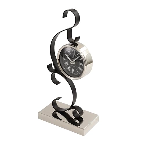 Image of Decor de Maison Handcrafted Stellar Mirage Luxury Table Clock for Livingroom,Bedroom,Studyroom | Desk /Table Clocks for Home Decor | Silent Analog Table Clock | Best for Gifting | Silver & Black