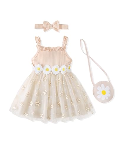 Image of Renotemy Baby Girl Flower Dress Tutu Birthday Wedding Princess Party Fairy Halter Dresses Photography for 0-18 Months Girls