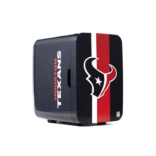 Image of Ukonic NFL Houston Texans 15-Can Mini Fridge 10L - AC /DC Powered, Official Team Colors & Logo, Portable Cooler for Tailgates, Home, Office, or Car