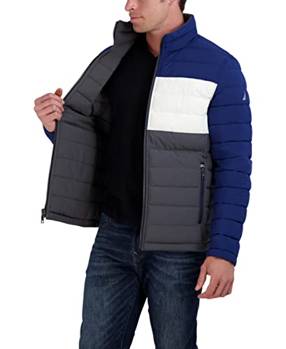 Image of Nautica Men's Reversible Quilted Puffer Jacket -Midweight Mechanical Stretch Winter Coat