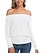 Feiersi Women’s Casual Long Sleeve Crew Neck Knitted Pullover Sweaters Tops (White,Medium)