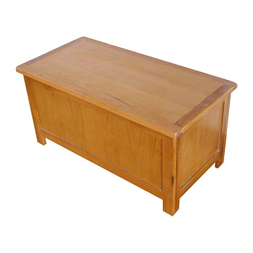 OAK Furniture - Caja para mantas (madera de roble, acabado lacado, 87 x 45 x 42,5 cm)