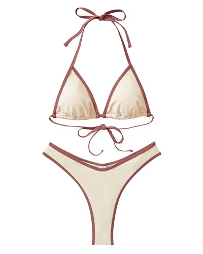 Image of MOSHENGQI Women Sexy Brazilian Bikini 2 Piece Spaghetti Strap Top Thong Swimsuit Bathing Suit