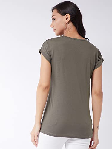 Image of Modeve Women Printed Cotton Blend Half Sleeve Round Neck T-Shirt for Summer