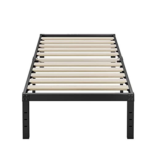 Ziyoo Twin Bed Frame 18 Inches Tall 3 Inches Wide Wood Slats With 2500 Pounds Support, No Box Spring Needed For Foam Mattress, Underbed Storage Space, Easy Assembly, Noise Free #TOP19