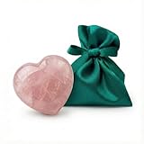 Milaboo Piedra preciosa corazón 4 cm de amatista aventurina o cuarzo rosa piedra natural con bolsa de terciopelo verde regalo piedra de la suerte (cuarzo rosa)