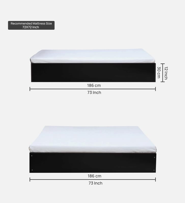 Image of Mintwud Pepperfry Engineered Wood King Size Bed with Box Storage | Wooden Double Bed Cot Palang Furniture with Headboard for Home Bedroom Living Room and Hotel (Dark Wenge Finish)