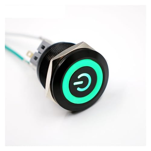 Interrupteur bouton poussoir LED bleu 6V 25mm en métal noir étanche - 3