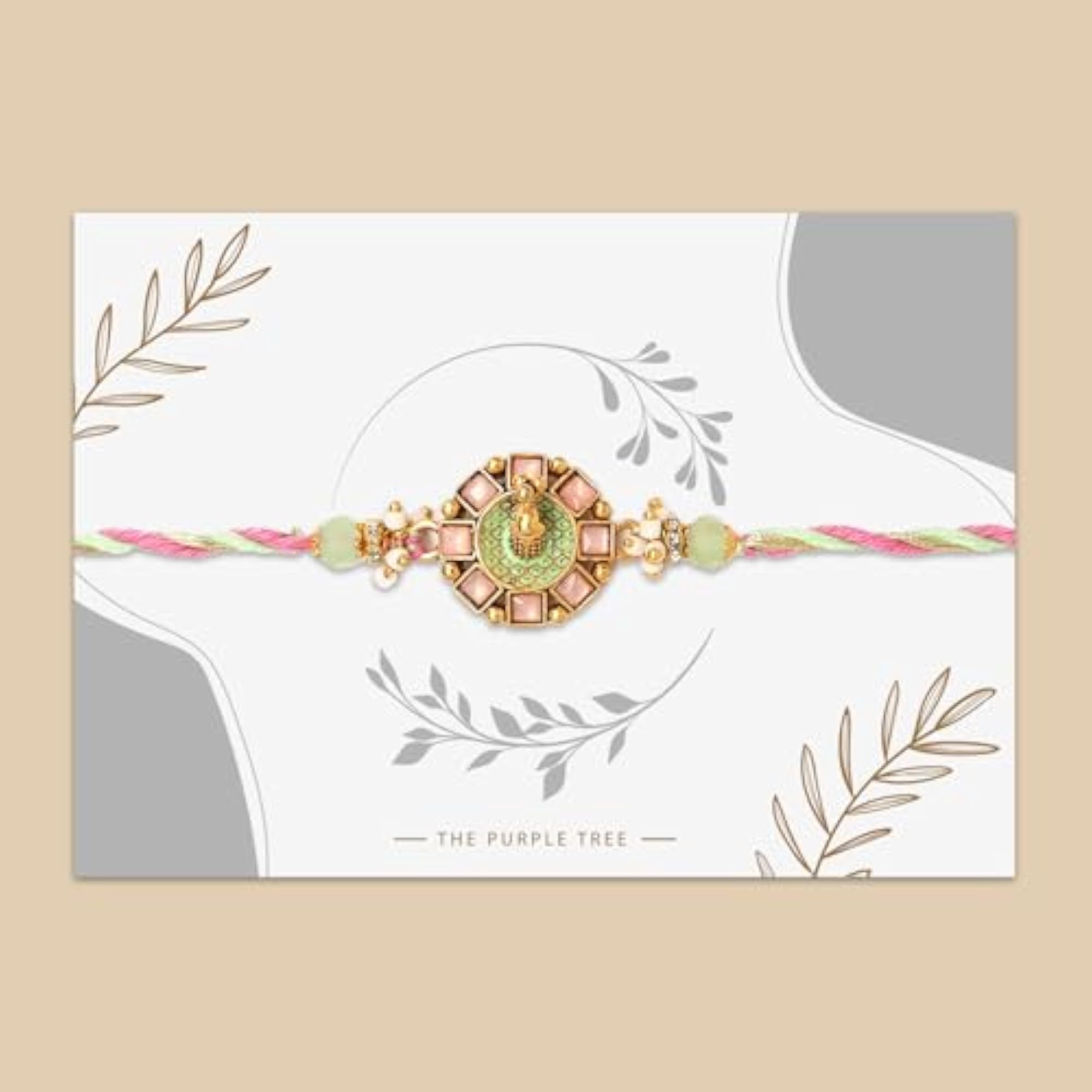 Golden Peacock Kundan Rakhi for Brother, Pack of 2
