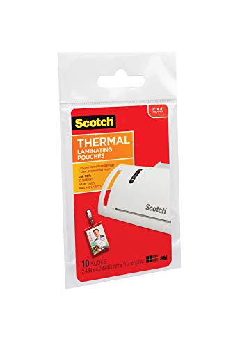 Scotch Thermal Laminating Pouches Premium Quality, 5 Mil Thick For Extra Protection, 10 Pack Id Badge With Clip Laminating Sheets, Our Most Durable Lamination Pouch, 2.4 X 4.2 Inches (Tp5852-10) #TOP2