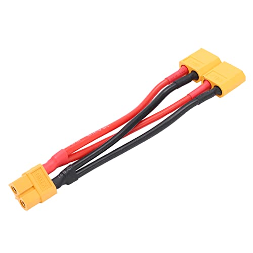 XT60 Parallel Battery Connector Cable, Dual Extension Y Splitter 1 Female to 2 Male Silicone Wire, Super Soft, Corrode Resistance, Strong Compatibility