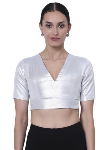 Image of Thevasa Women's Everyday Divine Depth V Neck Half Sleeves Blouse