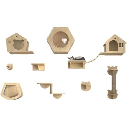 Quirix キャットウォーク 木製 吊り橋 DIY ステップ ステップ 屋内 壁掛け式猫用ステップ 猫家具 取り付け簡単 猫棚 天然素材 猫ハウス 爪とぎポール 遊び場 ストレス解消 無垢材 壁に取り付けられた ジャンプ 猫の爪とぎポスト 壁ジャンプ 猫