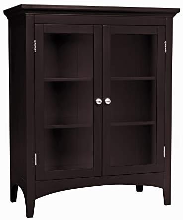 Teamson Home Madison Wooden Floor Cabinet with 2 Glass Doors, Espresso
