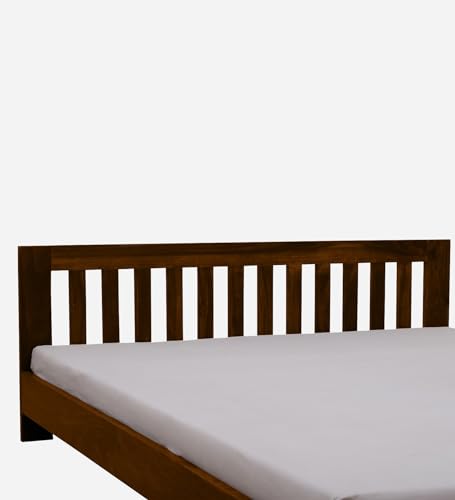 Image of Medley Wood King Size Bed Without Storage for Bedroom Home Solid Wood Without Storage King Palang Cot for Hotels with Headboard (King Size, Walnut Finish, 1 Piece)