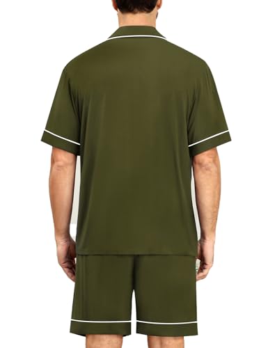 Image of SWOMOG Mens Pajama Sets Short Sleeve Sleepwear Button Down Loungewear Soft Modal Lounge Pjs with Pockets S-XXL
